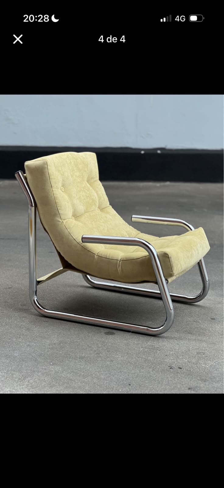 Sillón estilo tubular con tapizado beige, foto 1