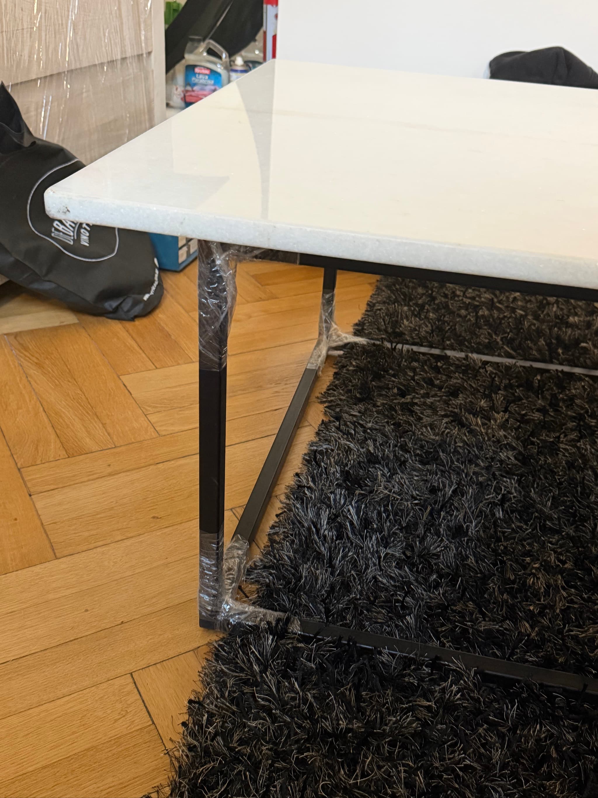 Mesa ratona rectangular con tapa de mármol blanco, foto 2