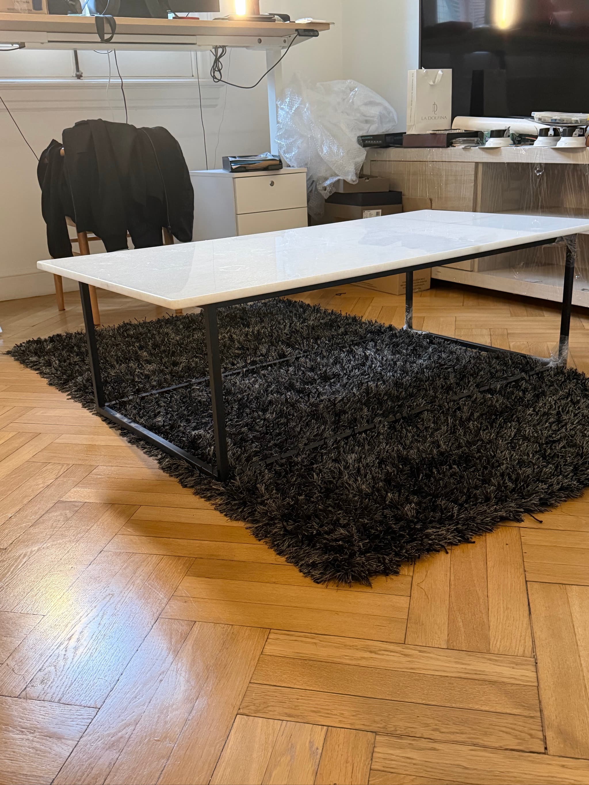 Mesa ratona rectangular con tapa de mármol blanco, foto 3