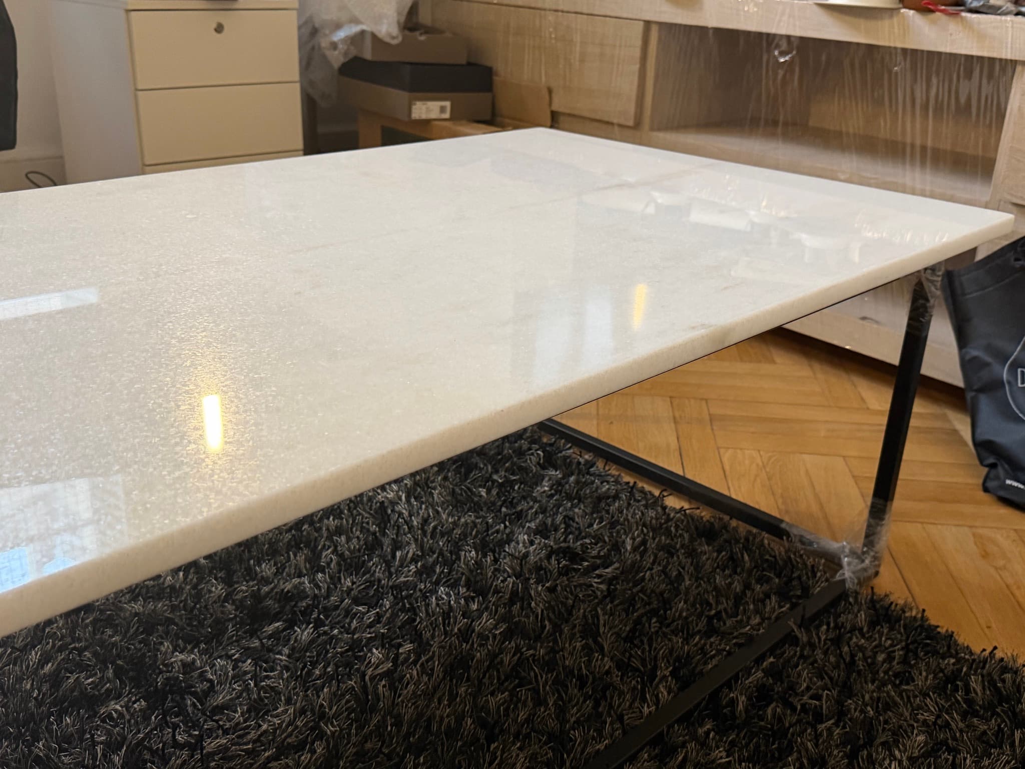 Mesa ratona rectangular con tapa de mármol blanco, foto 5