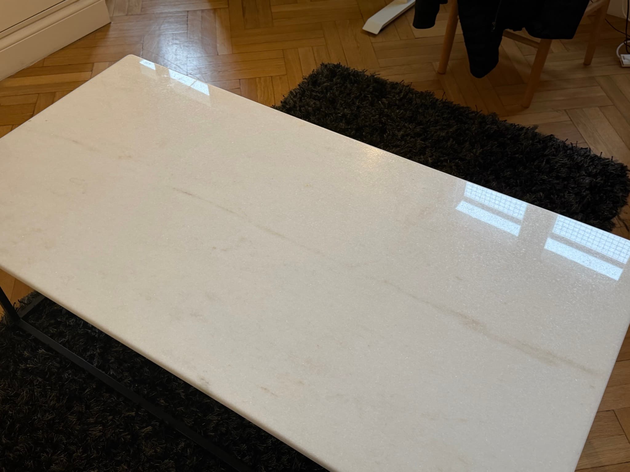 Mesa ratona rectangular con tapa de mármol blanco, foto 7