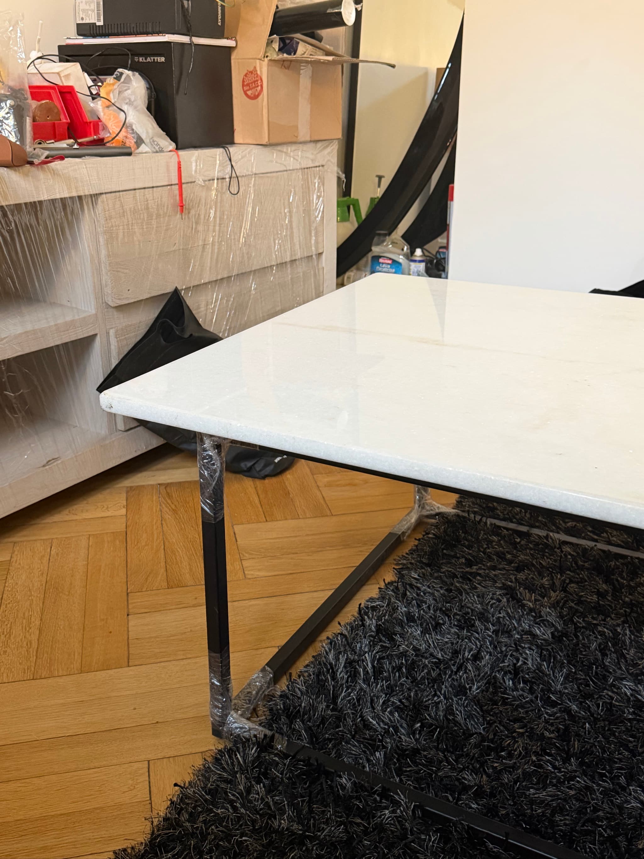 Mesa ratona rectangular con tapa de mármol blanco, foto 8